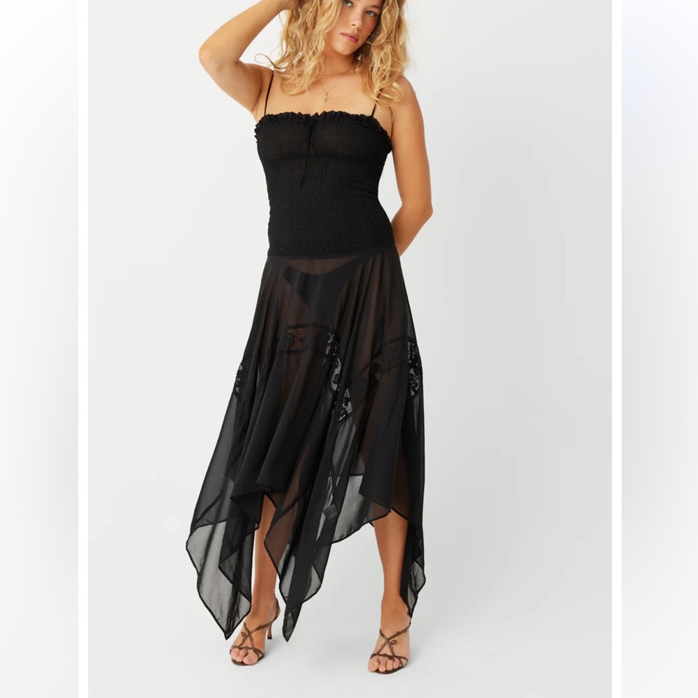 Frankie’s Bikini scrunch maxi dress with sheer bottom